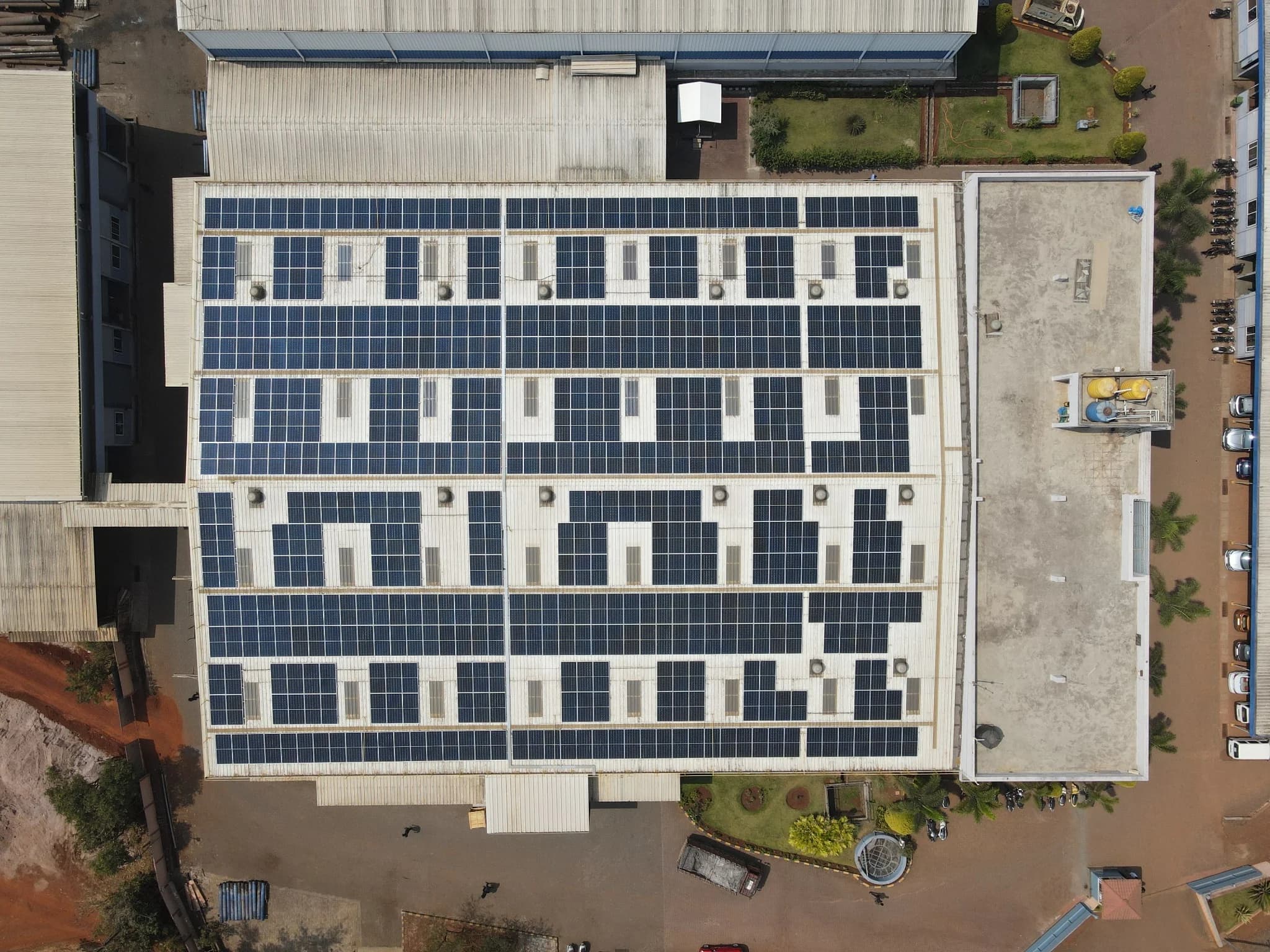 Aerial view of the solar installation